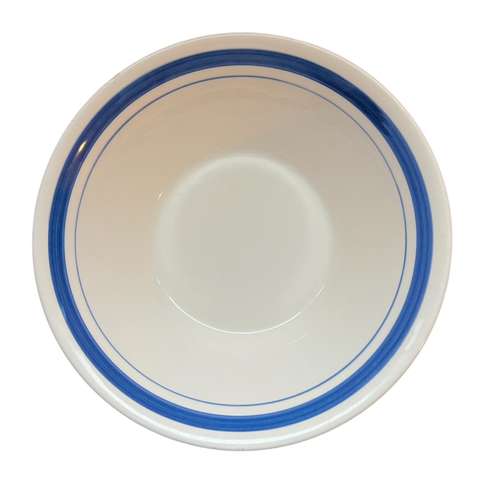 Oxford Large Noodle Soup Bowl Brazil 3840-1 White Blue Band Ceramic True VTG 9"